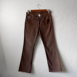 Y2k Lucky Brand Dungarees Corduroy Pants Brown Bootcut Low Rise Women's 2/26